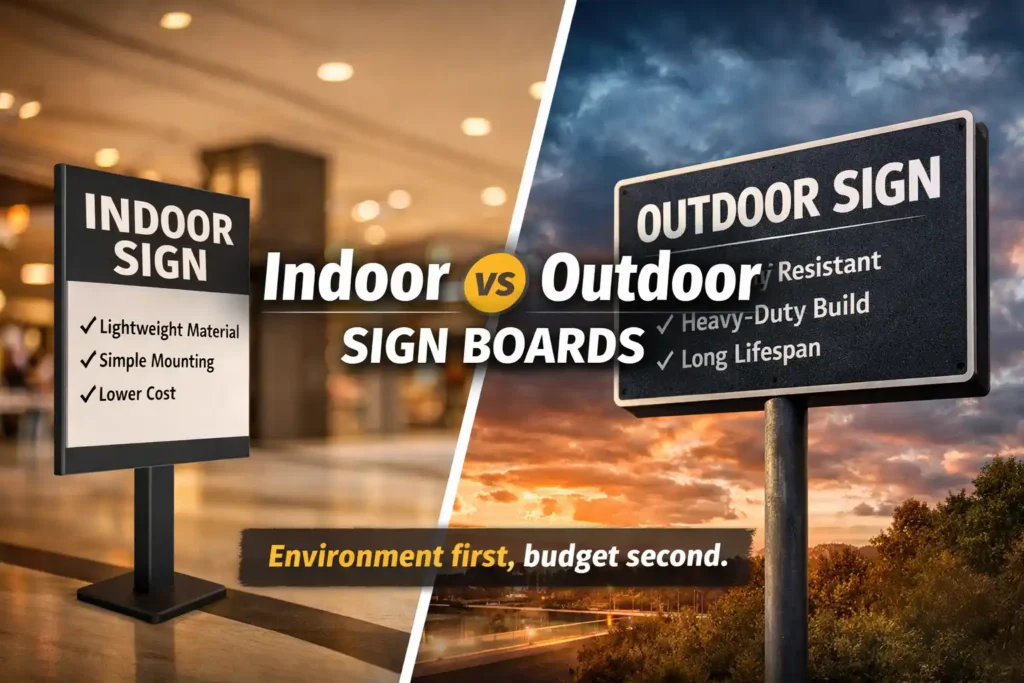 Indoor vs Outdoor Sign Boards