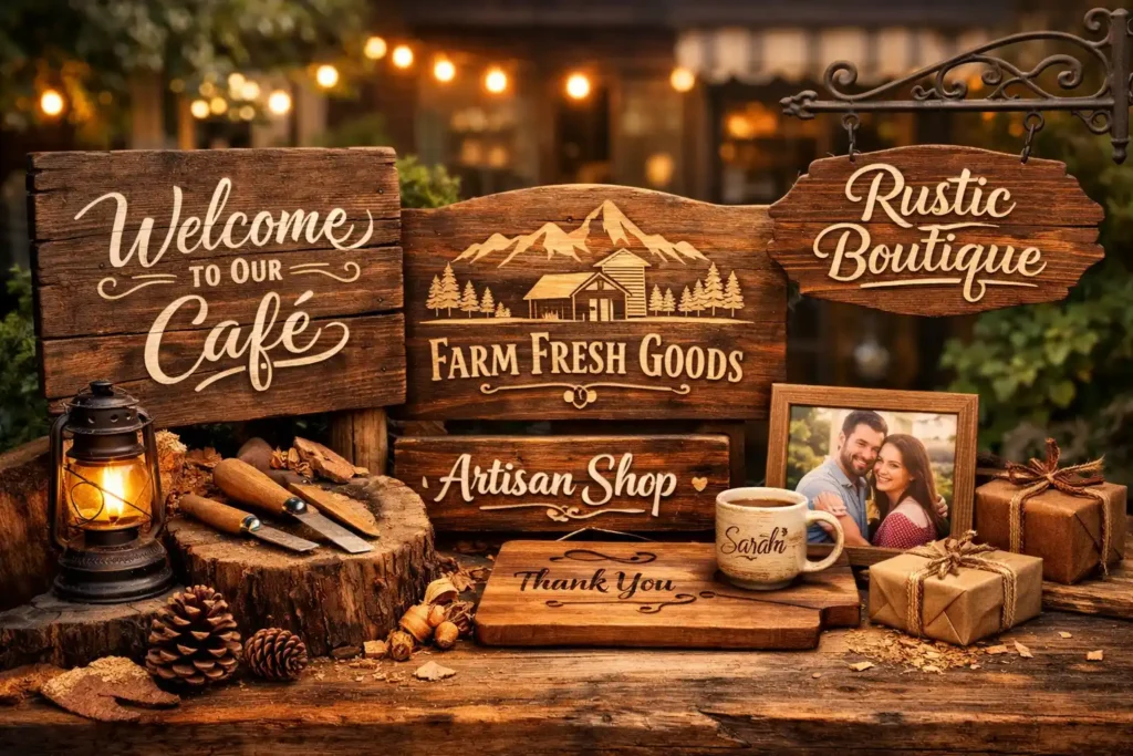 Wood, Rustic & Aesthetic Outdoor Sign Option