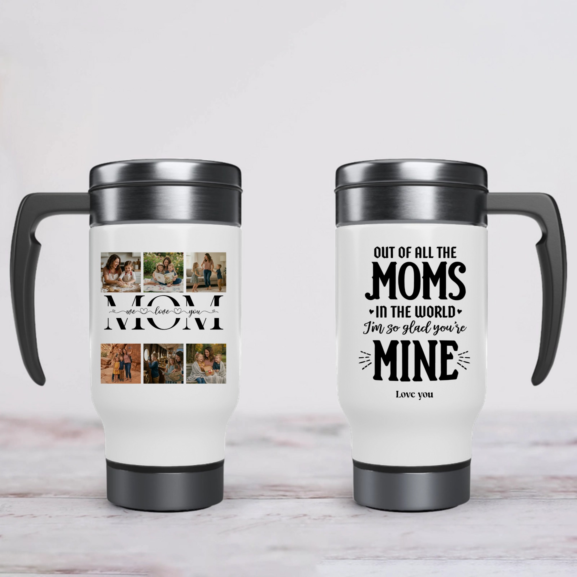 Stainless Steel Travel Mug with Handle, 14oz